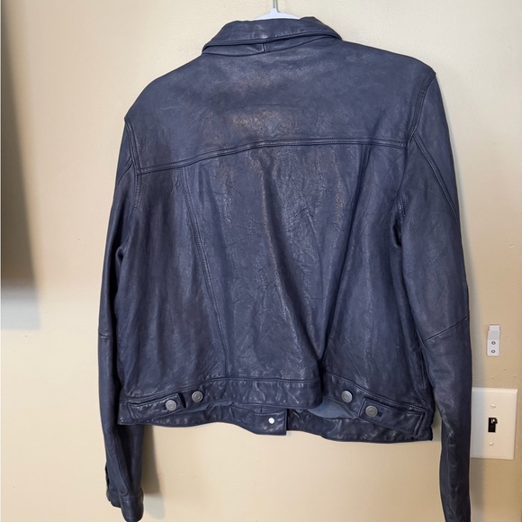 GAP Icon Leather Jacket In Indigo - Picture 6 of 10